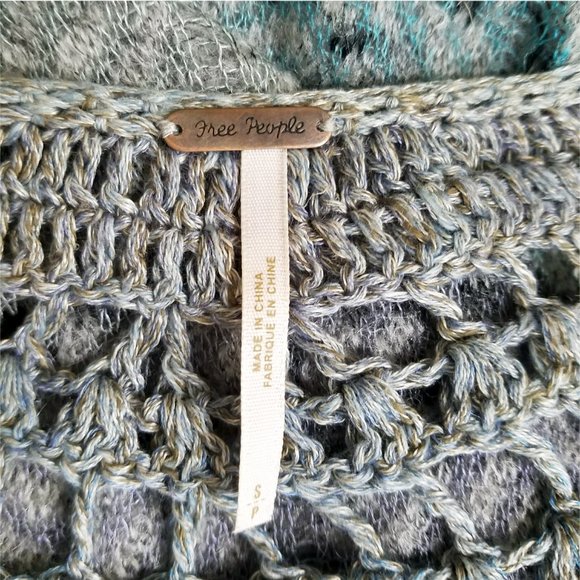 Free People Womens Sweater Top Blue Moon Crochet Knit Mohair Blend S - Picture 5 of 11